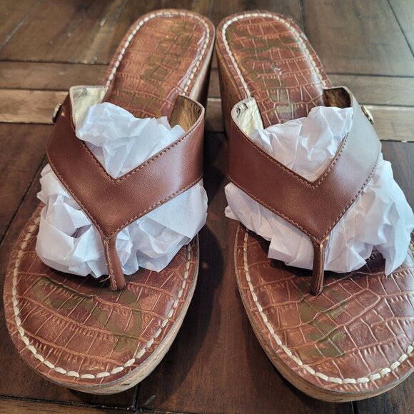 Sam Edelman Brown Wedge Sandals 9.5M - Picture 6 of 6